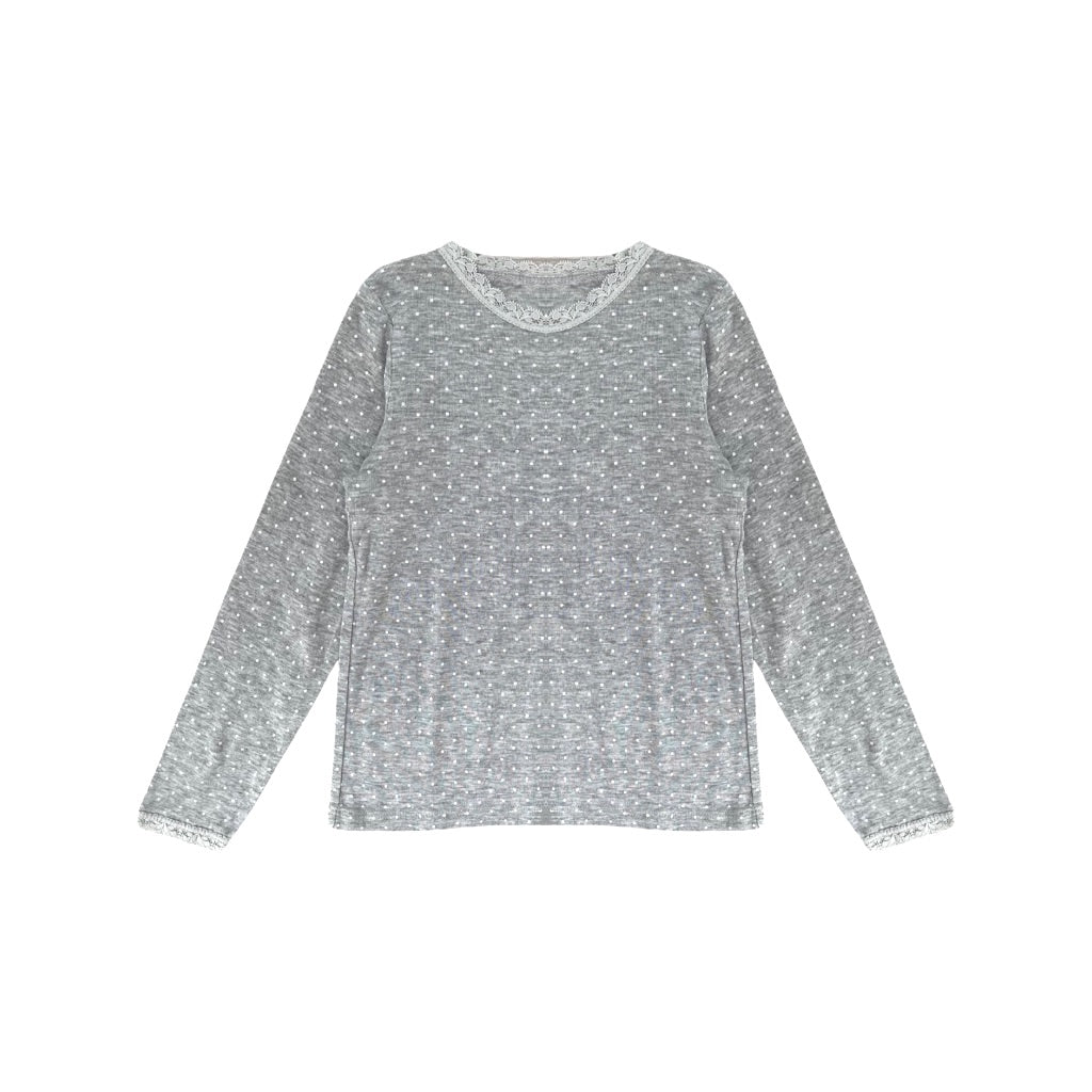 "H&M" pelēks tops ar mežģīnēm 128