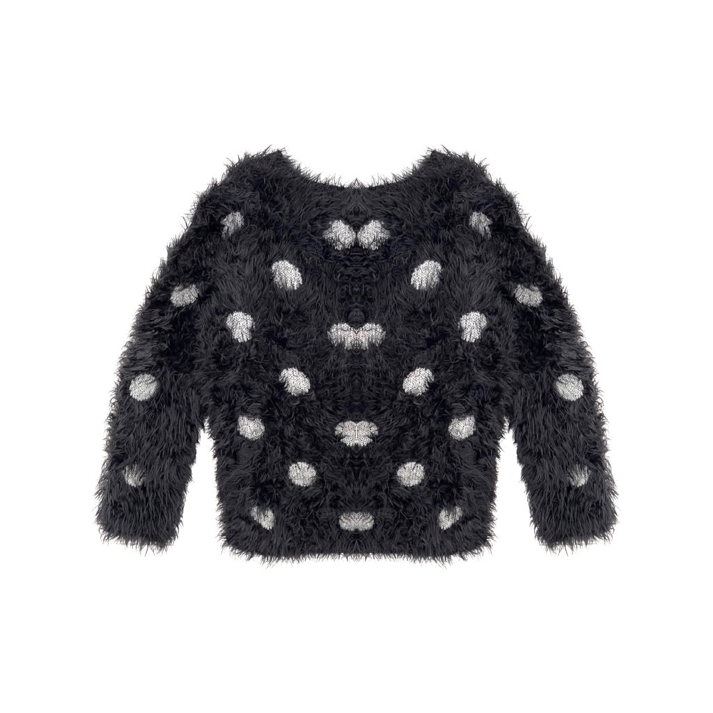 "H&M" melns meiteņu džemperis 128 fluff dot