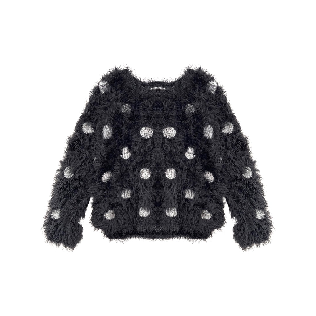 "H&M" melns meiteņu džemperis 128 fluff dot
