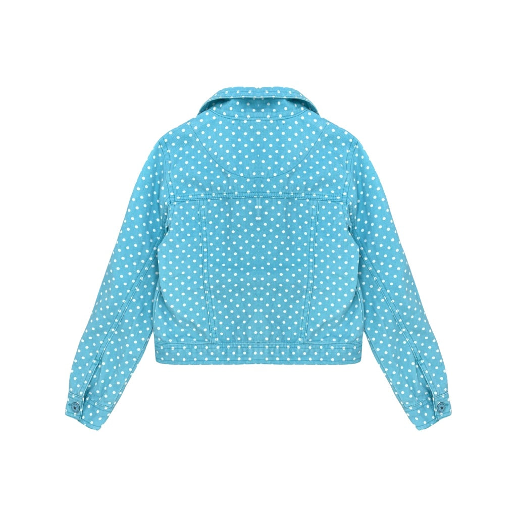 "Kids" zila džinsa jaka 128 dots
