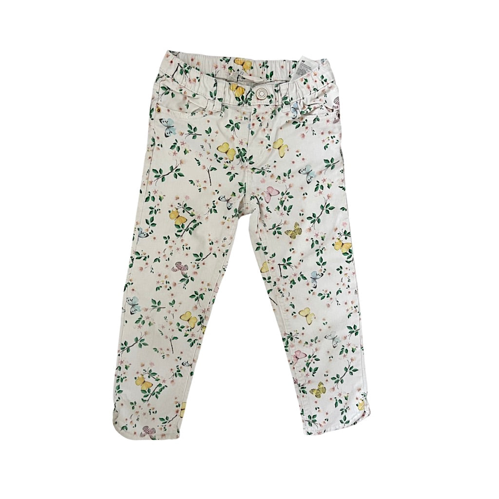 Balti meiteņu džinsi 128 "H&M" flowers