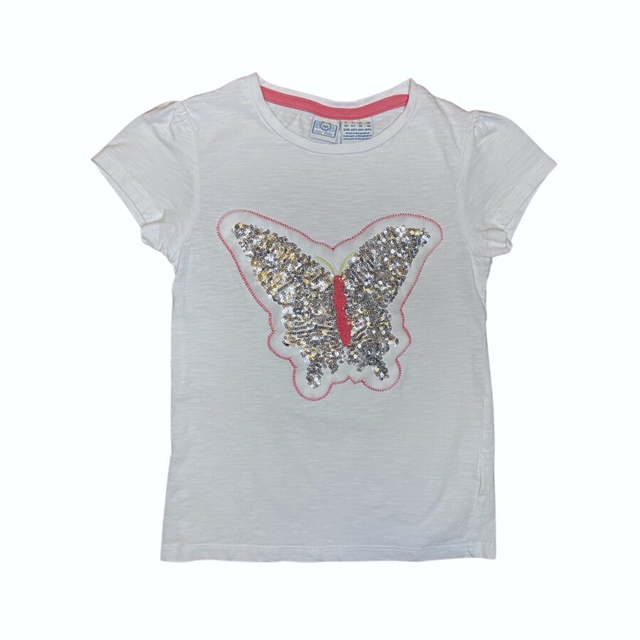 "Der Bar" balts krekls glitter butterfly 122