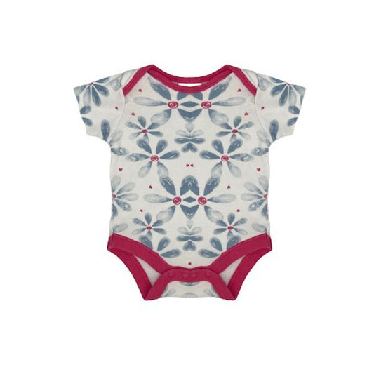 "Peacock" bodijs pink lines&blue flowers 62cm