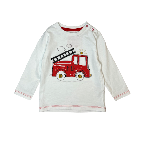 Balts kokvilnas krekls fire truck "T.U." 74cm