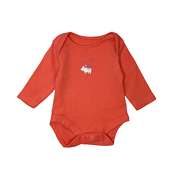 "Mothercare" oranžs bodijs ar mežazvēru aplikācijām 56cm