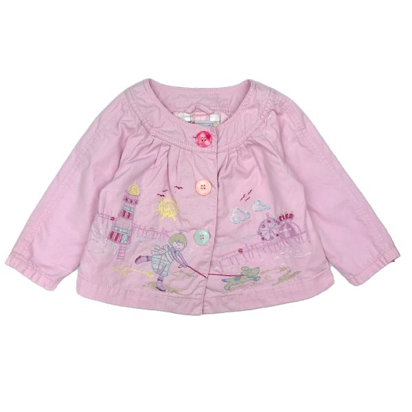 "Next" rozā džinsu jaka ar izšūtām aplikācijām