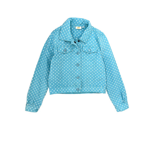 "Kids" zila džinsa jaka 128 dots