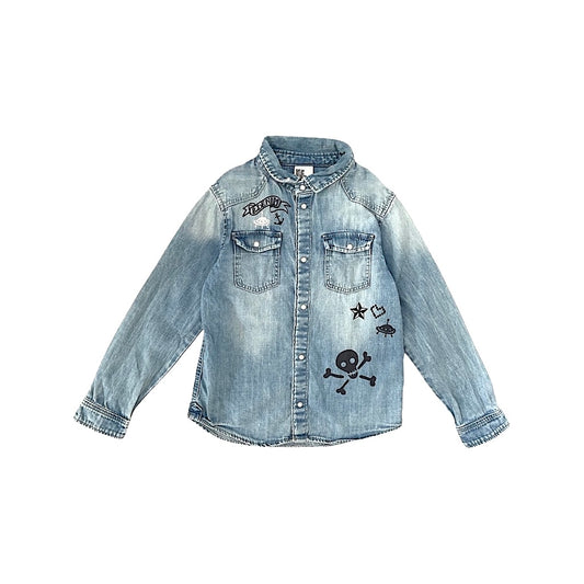 "H&M" džinsu krekls 128 Denim Scull