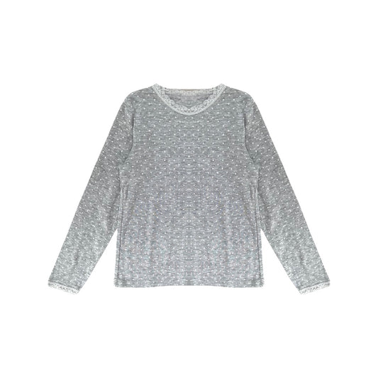 "H&M" pelēks tops ar mežģīnēm 128
