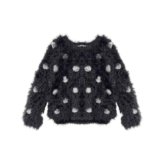 "H&M" melns meiteņu džemperis 128 fluff dot