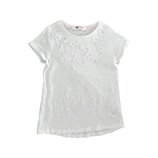 "H&M" balts meite;nu krekls 128 Butterflies