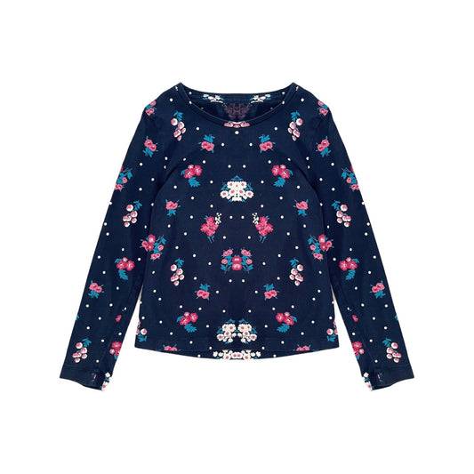 Puķains meiteņu tops 128 Flowers navy