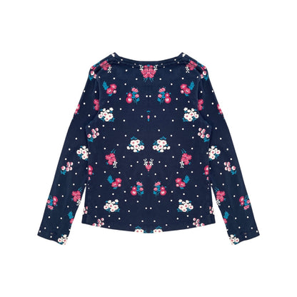 Puķains meiteņu tops 128 Flowers navy