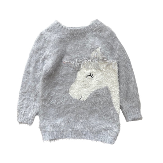 Pūkains, silts džemperis meitenei 98 unicorn