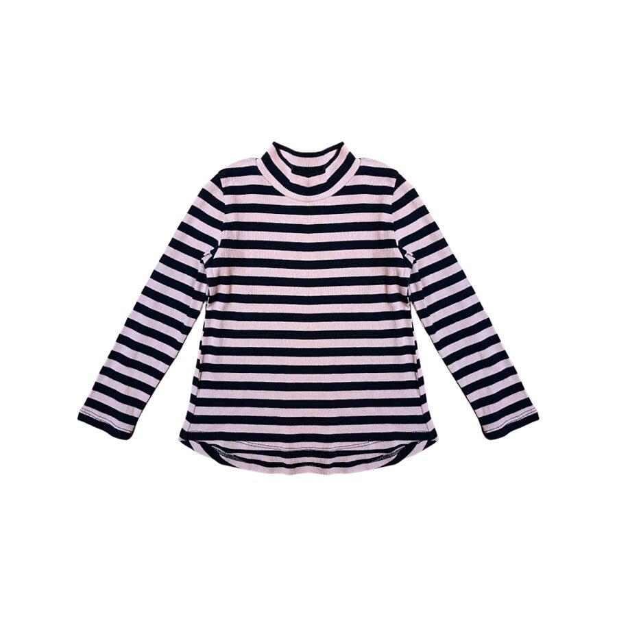 "H&M" striped top pink&navy 104