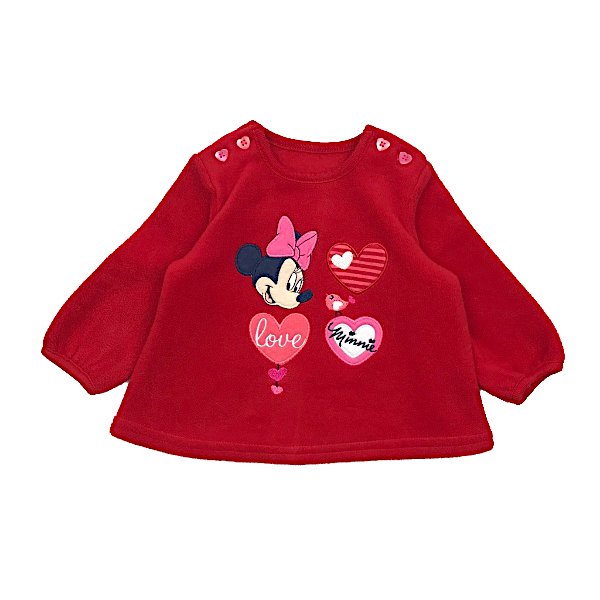 "Disney" sarkans džemperis ar Minnie Mouse aplikāciju