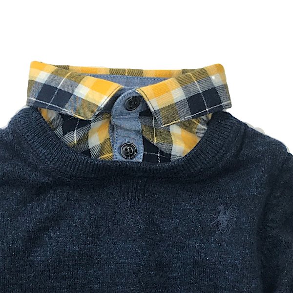 "Next" tumši zils džemperis ar krāsainu apkaklīti