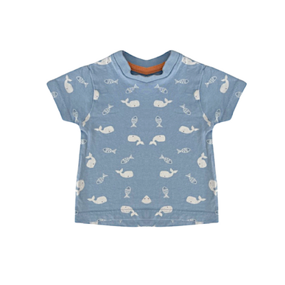 "Hullaballoo" zils T-krekls whales 62cm