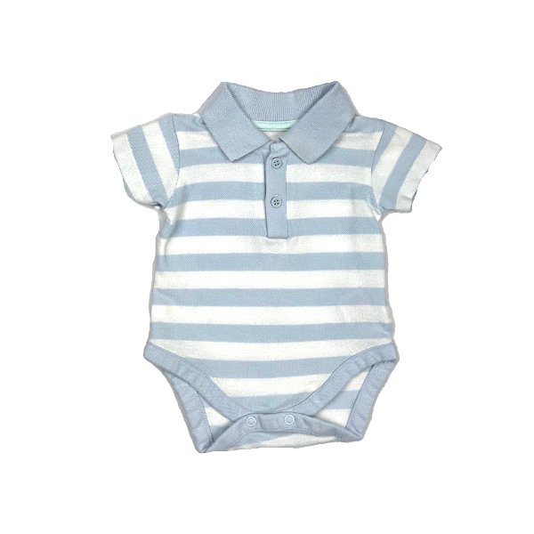"Mothercare" gaiši zils un balts bodijs ar īsām piedurknēm