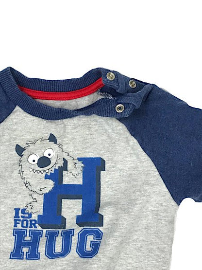 "Mothercare" plēki zils džemperis ar uzrakstu