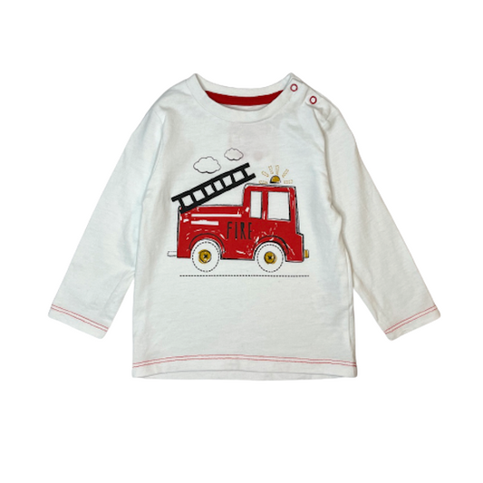 Balts kokvilnas krekls fire truck "T.U." 74cm